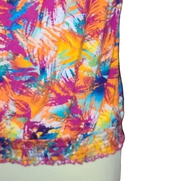 Self Esteem XL Bright Colorful Island Print Halter Top - Picture 3 of 5